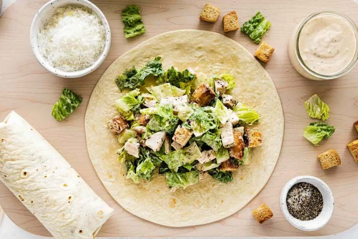 Easy Chicken Caesar Wrap (1) Easy Chicken Caesar Wrap 1