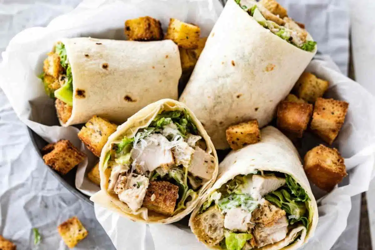 Easy Chicken Caesar Wrap (3) Easy Chicken Caesar Wrap 3