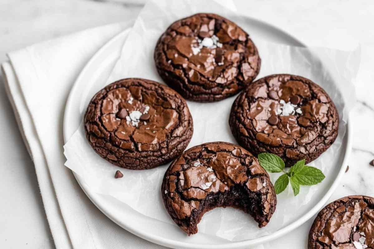 Close up of broken fudgy chewy brookie showing soft interior