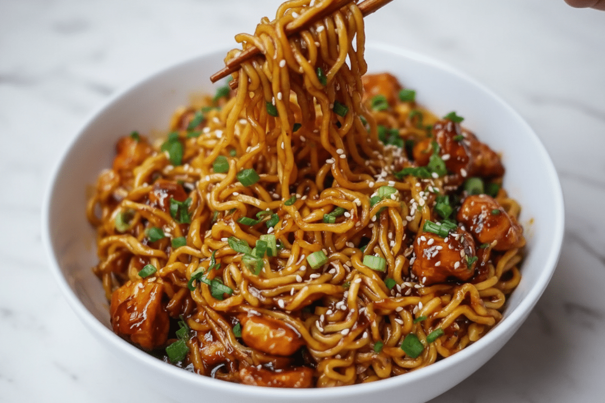 Sticky Garlic Chicken Noodles